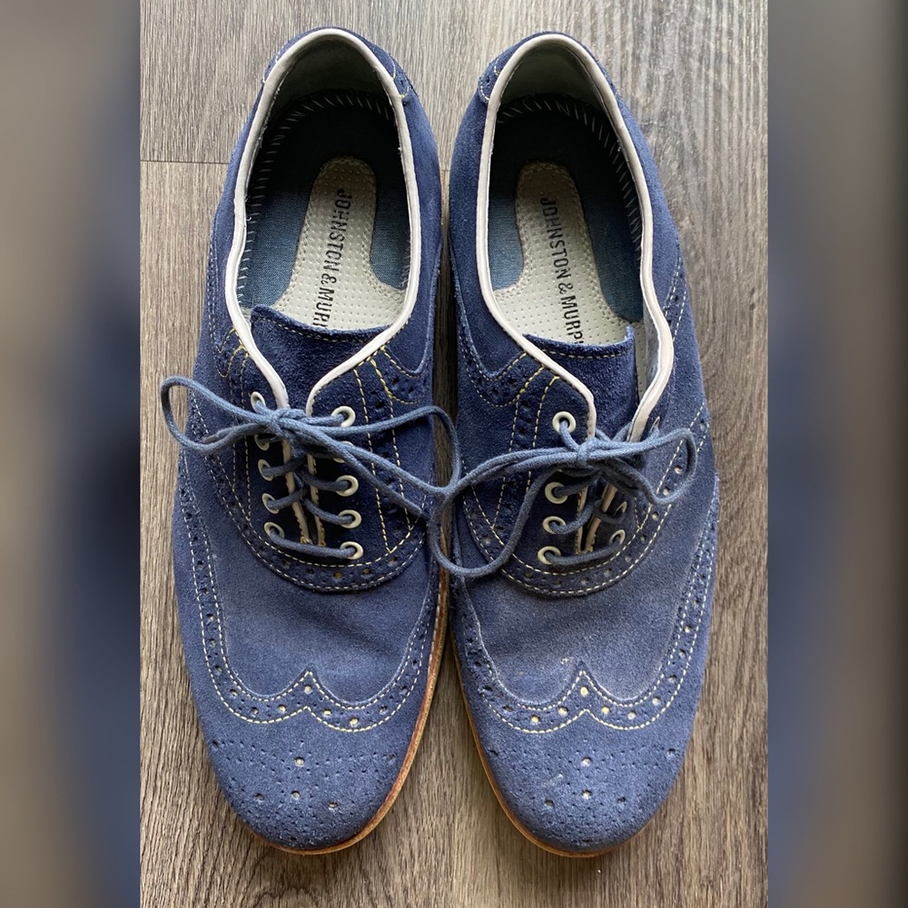 Johnston & Murphy Ellington Blue Wing Tip Oxfords
